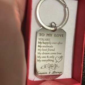 Silver Love Message Keychain